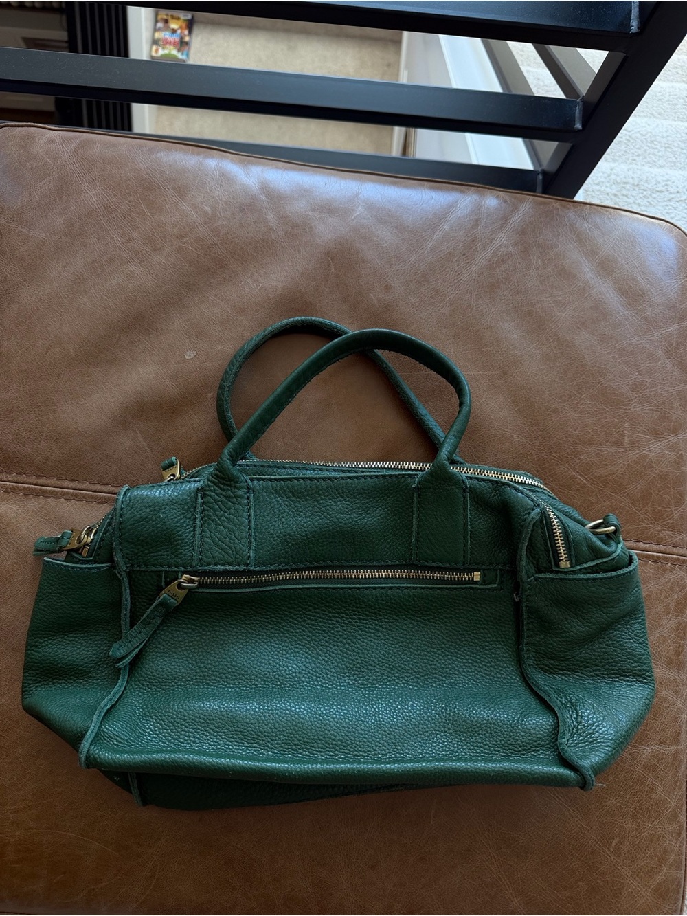 fossil 2000s vintage emerald green leather handbag